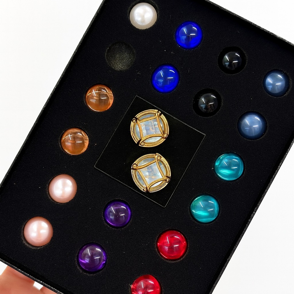 Vintage  Interchangeable Caged Clip on Earring Set JOAN RIVERS with Box